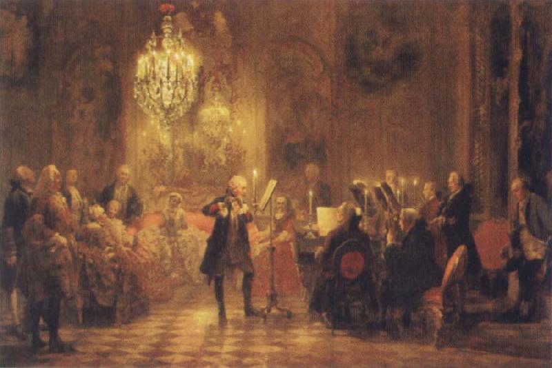Adolf Friedrich Erdmann Menzel The Flute Concert of Frederick II at Sanssouci Germany oil painting art